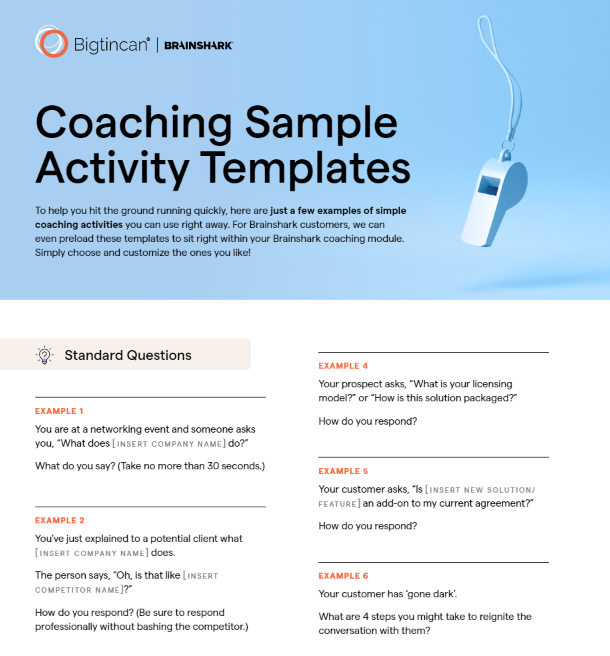 sales coaching activity template